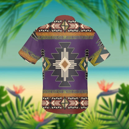 Native American Hawaiian Shirt Various Geometric Pattern Purple Theme, Hawaiian Shirt Gift, Christmas Gift