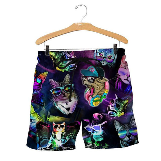 Cat DJ Tropical Background Design Hawaiian Shirt And Short, Hawaiian Shirt Gift, Christmas Gift