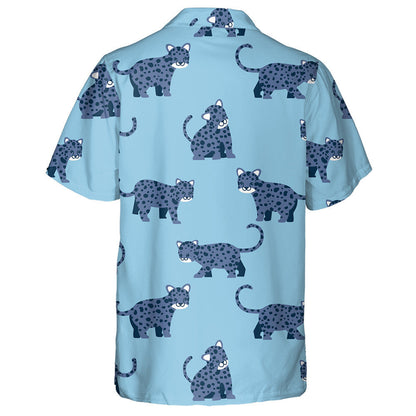 Various Poses Of Cute Leopard In Blue Tone Hawaiian Shirt, Hawaiian Shirt Gift, Christmas Gift