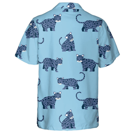 Various Poses Of Cute Leopard In Blue Tone Hawaiian Shirt, Hawaiian Shirt Gift, Christmas Gift