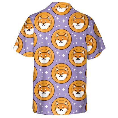 Cartoon Shiba Inu Dog On Coin Isolated Background Hawaiian Shirt, Hawaiian Shirt Gift, Christmas Gift