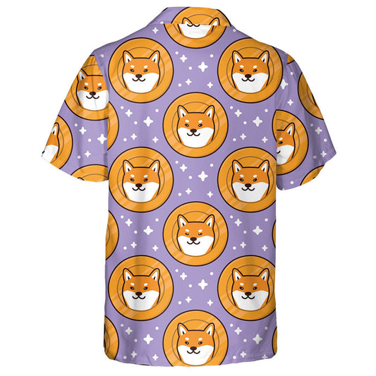 Cartoon Shiba Inu Dog On Coin Isolated Background Hawaiian Shirt, Hawaiian Shirt Gift, Christmas Gift