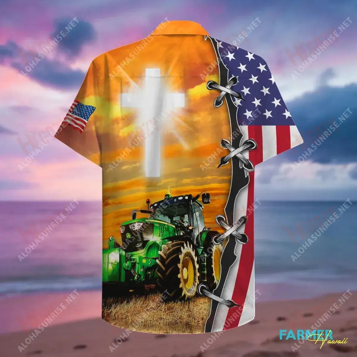 Proud To Be A Farmer Unisex Hawaiian Shirt Ocean Short Sleeve Custom Hawaiian Shirts Hawaiian Shirts For Men, Hawaiian Shirt Gift, Christmas Gift