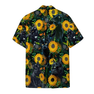 Artistic Black Cat Crazy Ornamental Hawaiian Shirt, Hawaiian For Gift