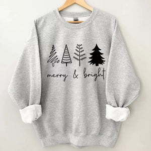 Merry & Bright Christmas Trees Sweatshirt, Christmas Shirt, Christmas Sweatshirt Cute, Christmas Winter Sweatshirt