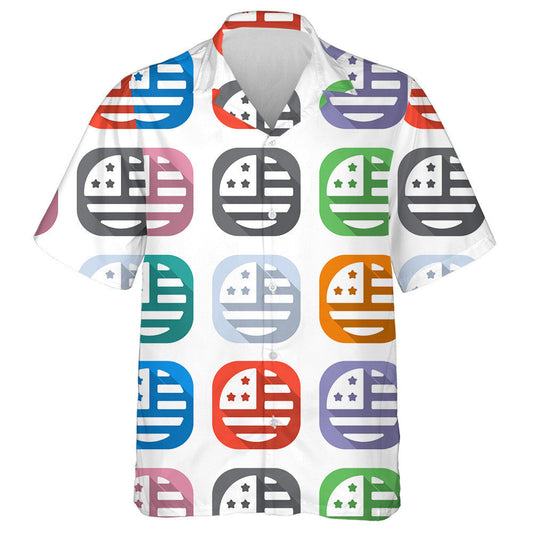 Set Of White Icons On Colored Squares For Applications Hawaiian Shirt, Hawaiian Shirt Gift, Christmas Gift