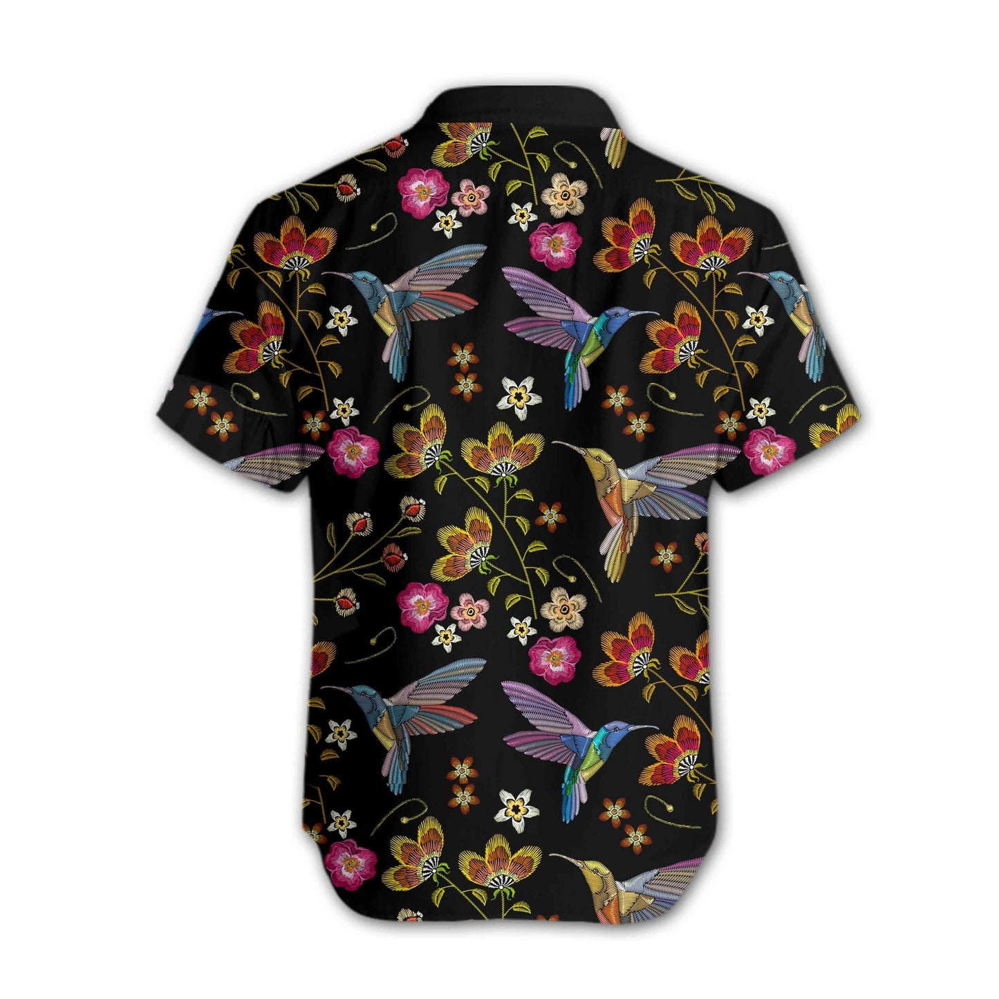 Night Hummingbird Embroidery The Blooming Season Design Hawaiian Shirt, Hawaiian Shirt Gift, Christmas Gift