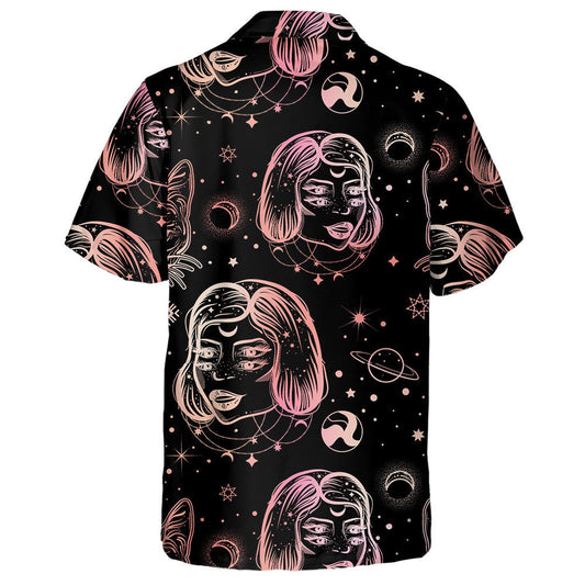 Tatto Art Style With Four Eyed Lady And Cat Hawaiian Shirt, Hawaiian Shirt Gift, Christmas Gift
