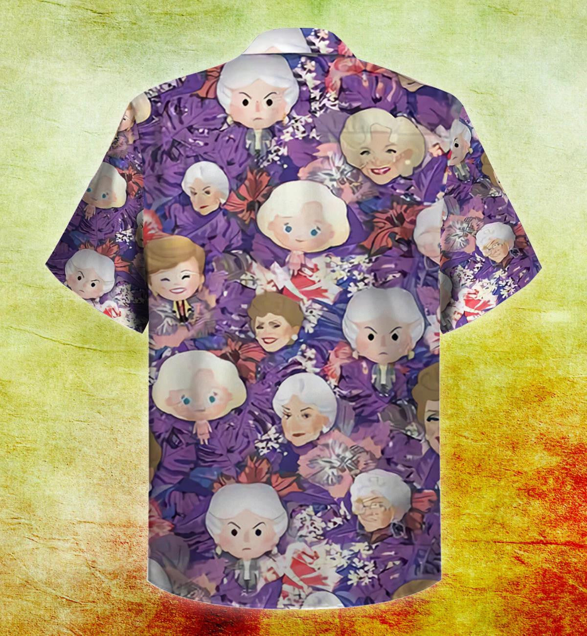 The Golden Girl Cute Cartoon Pattern Purple Theme Hawaiian Shirt, Hawaiian Shirt Gift, Christmas Gift