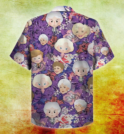 The Golden Girl Cute Cartoon Pattern Purple Theme Hawaiian Shirt, Hawaiian Shirt Gift, Christmas Gift