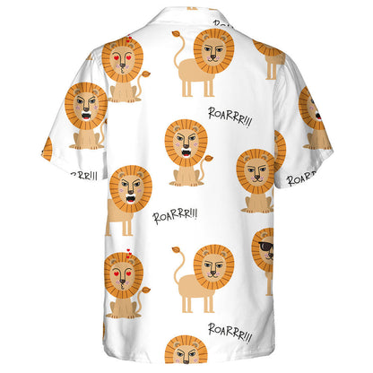 Lion In Different Emtions On White background Hawaiian Shirt, Hawaiian Shirt Gift, Christmas Gift
