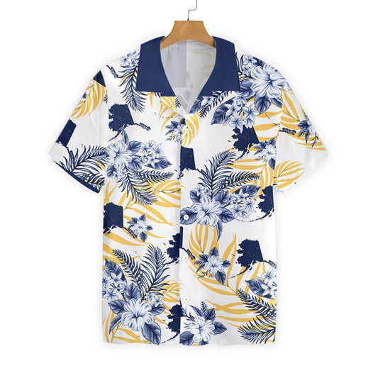 Deep Blue Alaska Proud Background Hawaiian Shirt,Hawaiian Shirt Gift, Christmas Gift