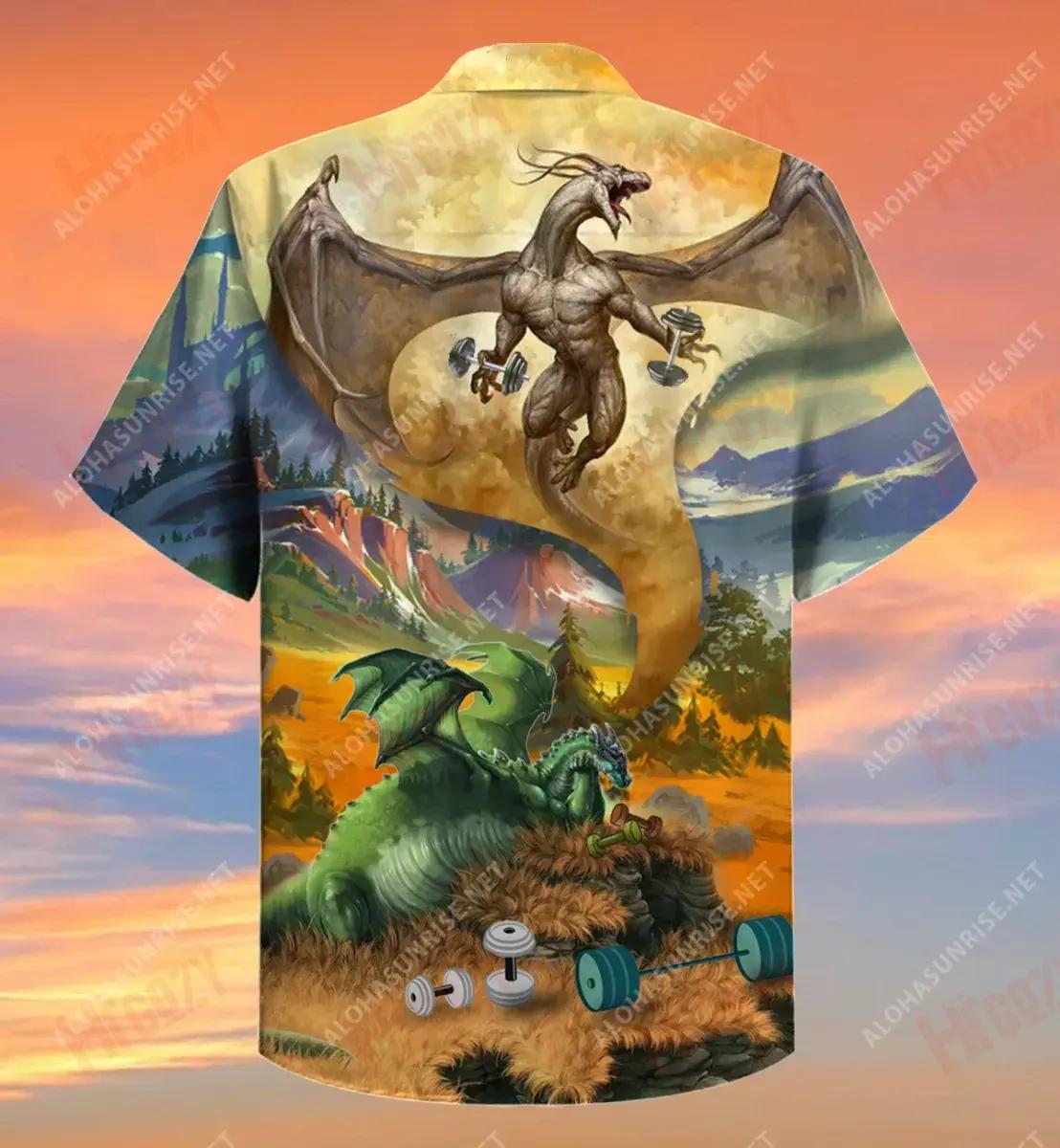 Chubby Dragon Just Wanna Get Fit Short Hawaiian Shirt Vacation Short Sleeve Best Hawaiian Shirts Hawaiian Shirts For Women, Hawaiian Shirt Gift, Christmas Gift