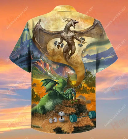 Chubby Dragon Just Wanna Get Fit Short Hawaiian Shirt Vacation Short Sleeve Best Hawaiian Shirts Hawaiian Shirts For Women, Hawaiian Shirt Gift, Christmas Gift