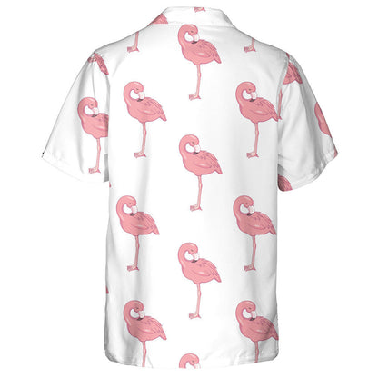 Flamingo Are Prinking On White Background Hawaiian Shirt,Hawaiian Shirt Gift, Christmas Gift