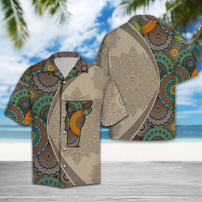 Awesome Map Of Vermont Mandala Style Flower Patchwork Hawaiian Shirt, Hawaiian Shirt Gift, Christmas Gift