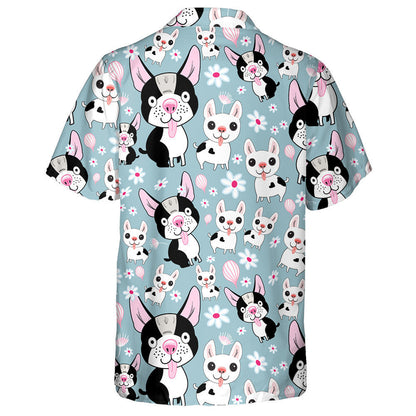 Small Dogs On A Blue Background With Flowers Hawaiian Shirt, Hawaiian Shirt Gift, Christmas Gift