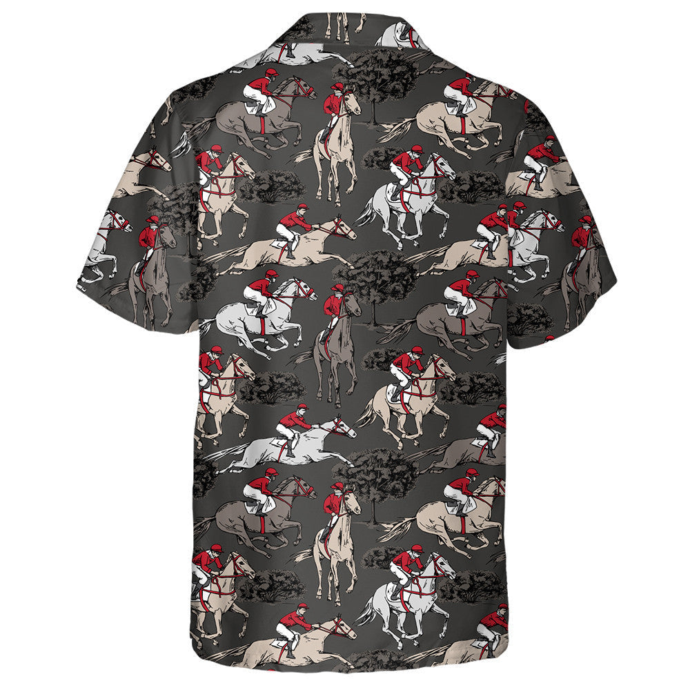 The Running Beautiful Horses Riders And Trees And Bushes Hawaiian Shirt, Hawaiian Shirt Gift, Christmas Gift
