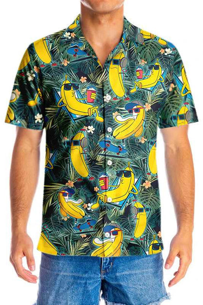 Funny Chill Tropical Banana Design Hawaiian Shirt,Hawaiian Shirt Gift, Christmas Gift