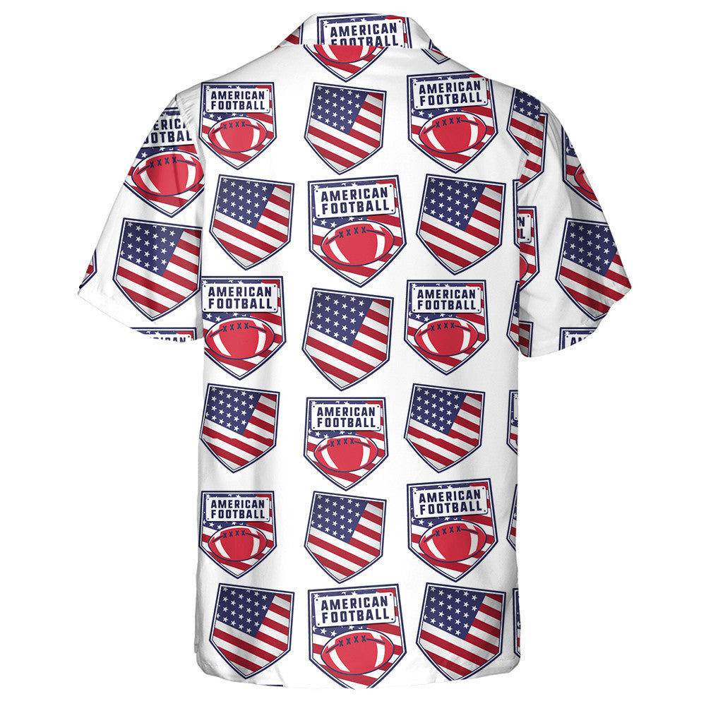 American Football Patch Pattern Design With USA Flag Hawaiian Shirt, Hawaiian Shirt Gift, Christmas Gift