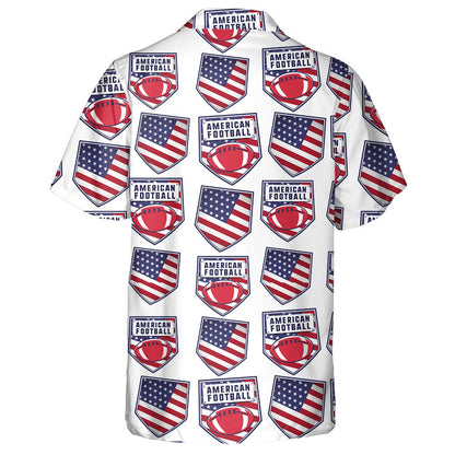 American Football Patch Pattern Design With USA Flag Hawaiian Shirt, Hawaiian Shirt Gift, Christmas Gift