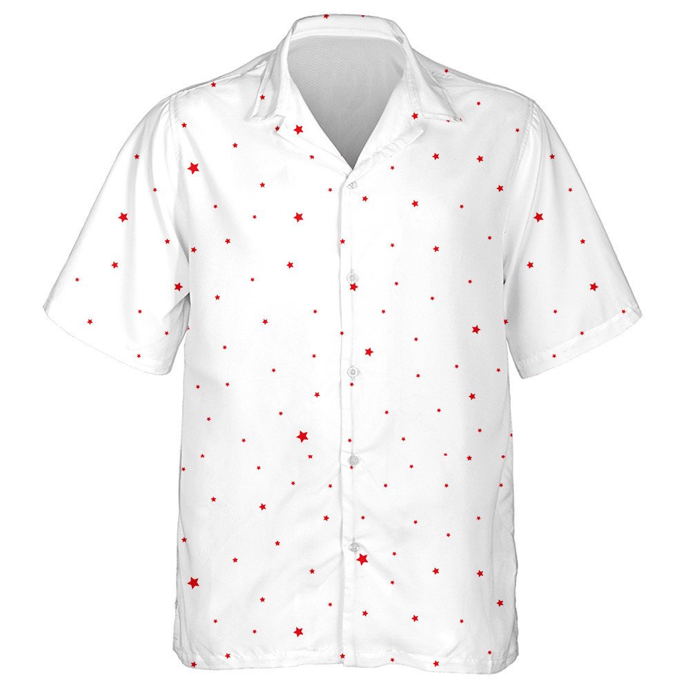 Mini Stars In Red And White Pattern Patriotic Hawaiian Shirt, Hawaiian Shirt Gift, Christmas Gift