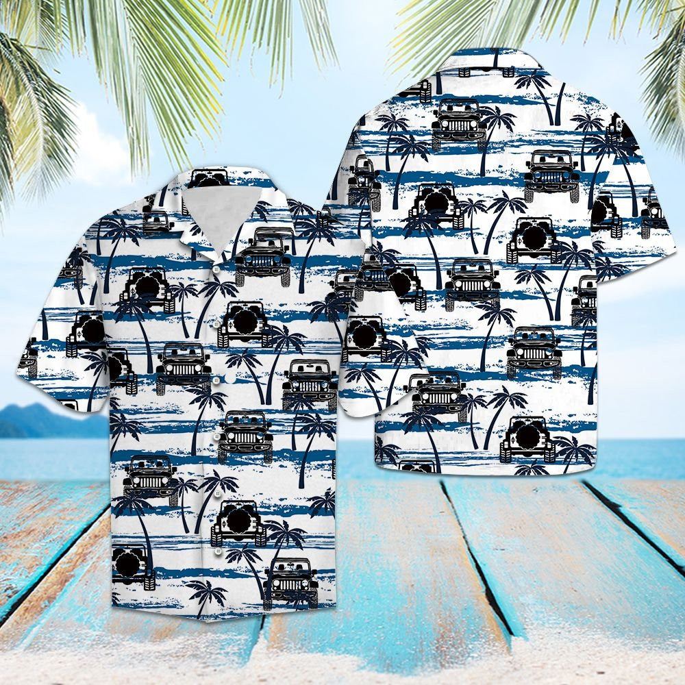 Classic Jeep With Palm Trees Design Hawaiian Shirt, Hawaiian For Gift