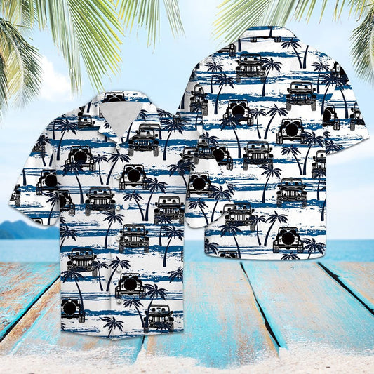 Classic Jeep With Palm Trees Design Hawaiian Shirt, Hawaiian For Gift