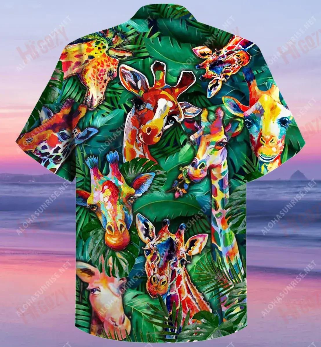 Living The High Life Giraffe Unisex Short Sleeve Shirt Summer Hawaiian T Shirts Vintage Hawaiian Shirts Funny Hawaiian Shirts, Hawaiian Shirt Gift, Christmas Gift