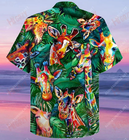 Living The High Life Giraffe Unisex Short Sleeve Shirt Summer Hawaiian T Shirts Vintage Hawaiian Shirts Funny Hawaiian Shirts, Hawaiian Shirt Gift, Christmas Gift