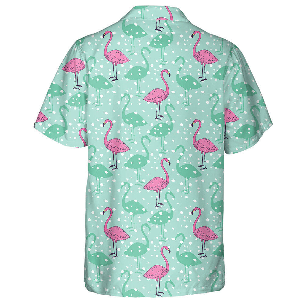 Rosa Flamingo mit grünem Schatten auf Mint Hintergrund Hawaiihemd, Hawaiihemd Geschenk, Weihnachtsgeschenk