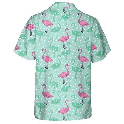 Rosa Flamingo mit grünem Schatten auf Mint Hintergrund Hawaiihemd, Hawaiihemd Geschenk, Weihnachtsgeschenk