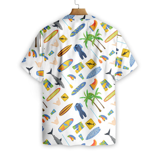 Surfing On White Background Pattern Hawaiian Shirt, Hawaiian Shirt Gift, Christmas Gift