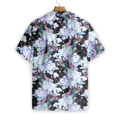Unicorn T-Rex Dinosaur Dreamy Design Black Theme Hawaiian Shirt, Hawaiian Shirt Gift, Christmas Gift