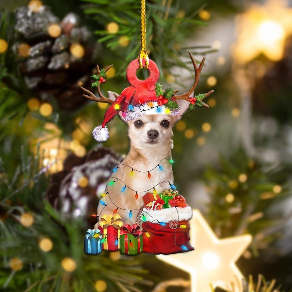 Chihuahua Christmas Light Shape Ornament, Happy Christmas Ornament, Christmas Gift, Christmas Decoration
