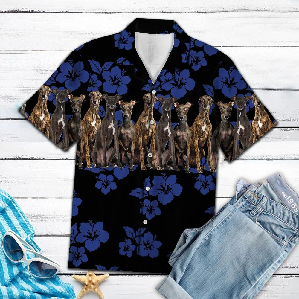 Awesome Italian Greyhound Dog Group On Hibiscus Pattern Hawaiian Shirt, Hawaiian Shirt Gift, Christmas Gift
