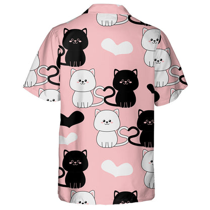 Cats And Hearts On A Pink Background Hawaiian Shirt, Hawaiian For Gift