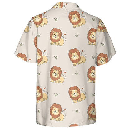 Smiling Lion And Small Grass On Purple Background Hawaiian Shirt, Hawaiian Shirt Gift, Christmas Gift