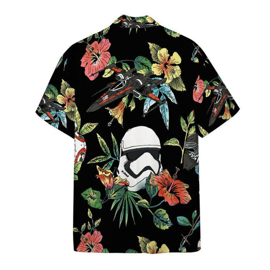 SW Tropical Flowers Hibiscus Leaves Hand Drawn Pattern Hawaiian Shirt, Hawaiian Shirt Gift, Christmas Gift