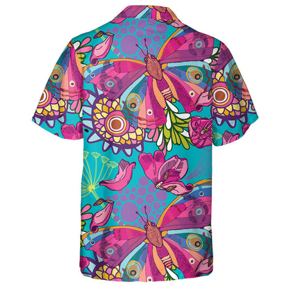 Theme Mystical Bright Summer Of Butterflies And Flowers Hawaiian Shirt, Hawaiian Shirt Gift, Christmas Gift