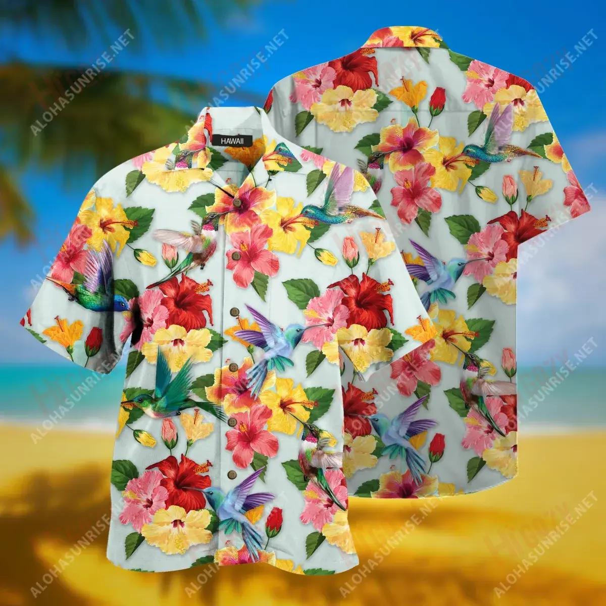 Hummingbird Unisex Short Sleeve Shirt Summer Hawaiian T Shirts Tactical Hawaiian Shirt Hawaiian Shirt Pattern, Hawaiian Shirt Gift, Christmas Gift