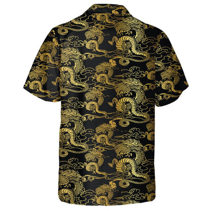 Japanese Chinese Dragon Oriental Line Art Hawaiian Shirt, Hawaiian Shirt Gift, Christmas Gift