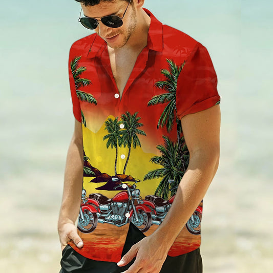 Cool Gift Ideal Motor Palm Tree Island Pattern Hawaiian Shirt, Hawaiian Shirt Gift, Christmas Gift