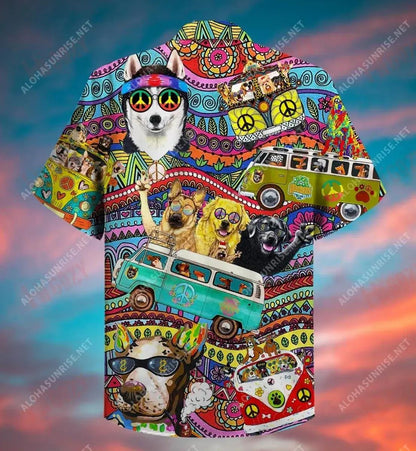 Peace For Dogs Hippie Short Hawaiian Shirt Summer Hawaiian T Shirts Tactical Hawaiian Shirt Hawaiian Shirts For Women, Hawaiian Shirt Gift, Christmas Gift