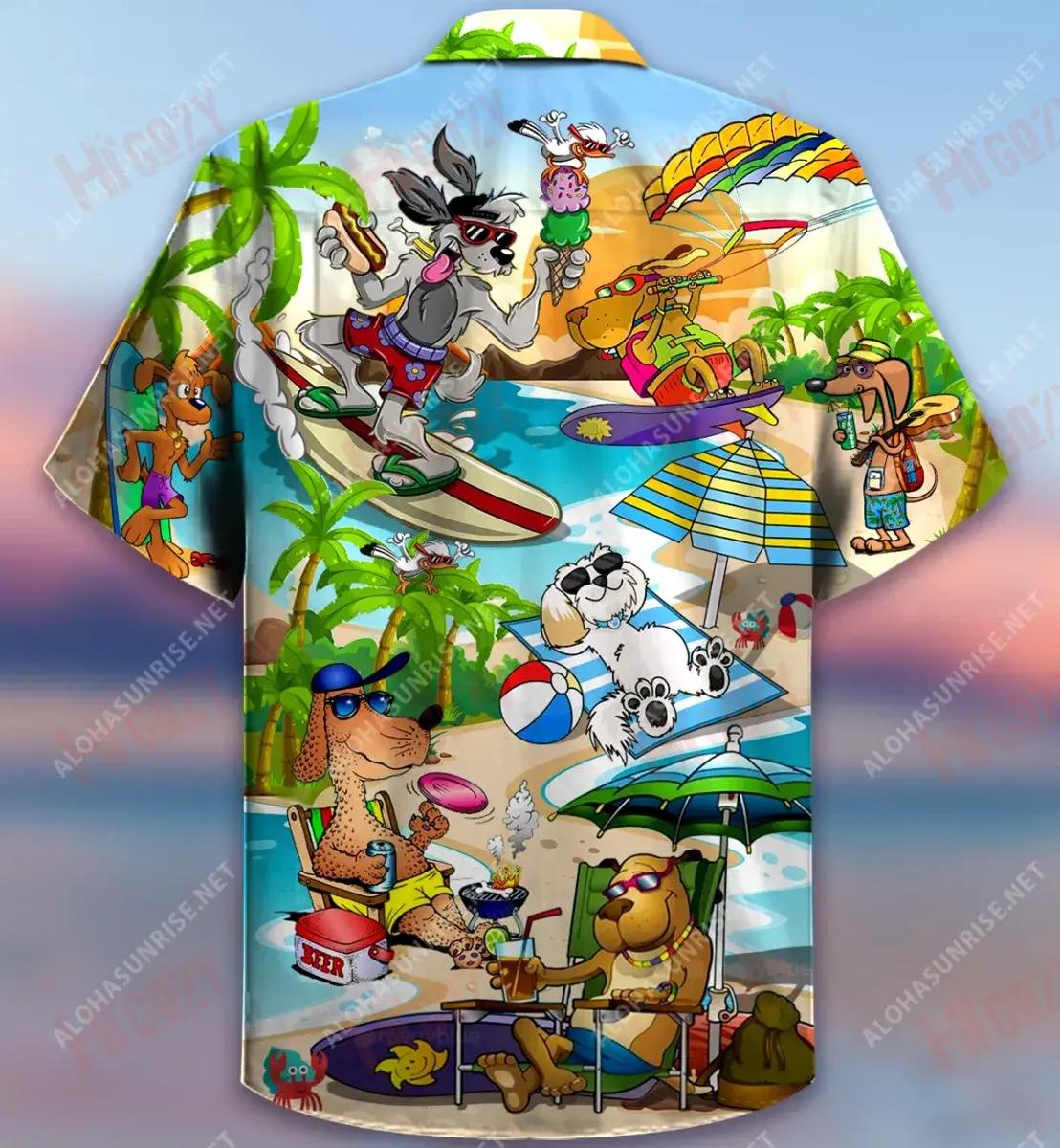Puppy Funny Beaches Unisex Short Sleeve Shirt Hobbies Hawaiian T Shirts Hawaiian Crazy Shirts Hawaiian Shirts For Men, Hawaiian Shirt Gift, Christmas Gift