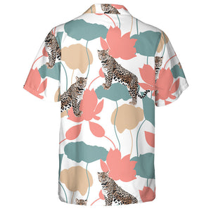 Wild Animals Leopard Flowers And Leaves Silhouette Hawaiian Shirt, Hawaiian Shirt Gift, Christmas Gift