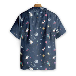 Outer Space On Dark Blue Design Hawaiian Shirt,Hawaiian Shirt Gift, Christmas Gift