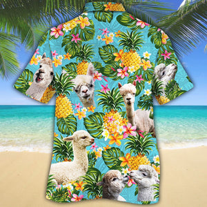 Alpaca Lovers Pineapple Hawaiian Shirt, Hawaiian Shirt Gift, Christmas Gift