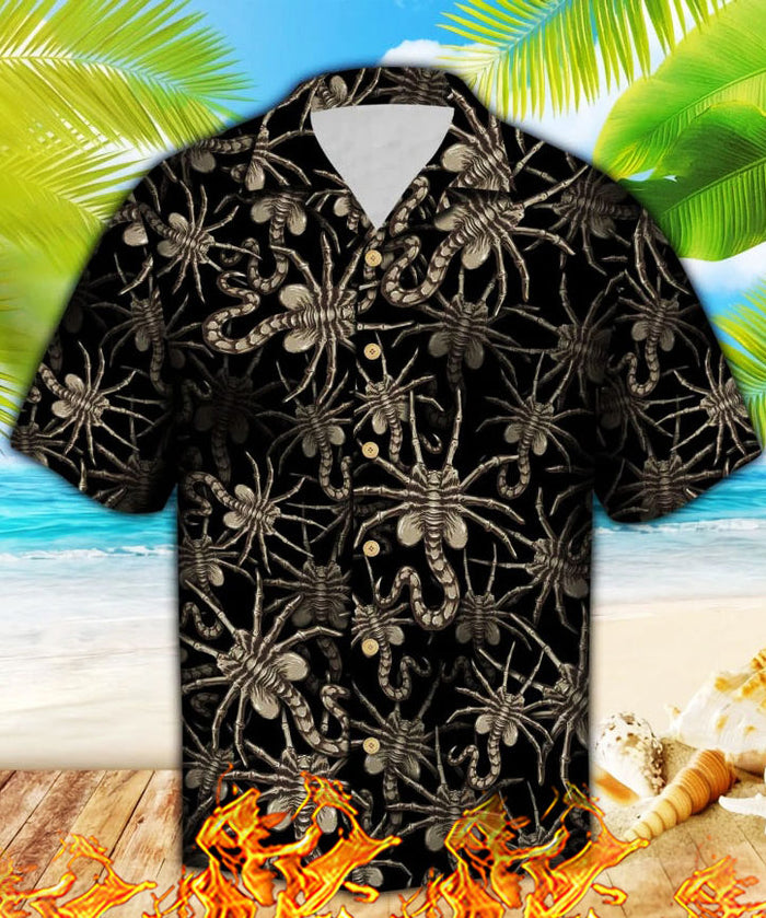 Alien Face Hugger Hawaiian Shirt, Hawaiian Shirt Christmas Gift