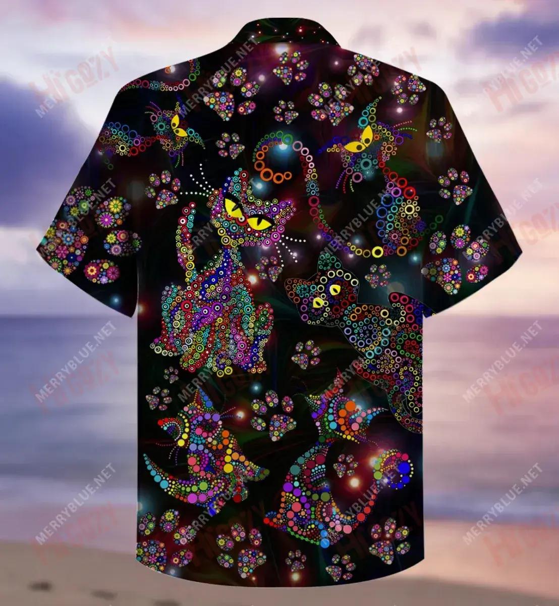 Colorful Cats Short Hawaiian Shirt Summer Hawaiian T Shirts Best Hawaiian Shirts Hawaiian Shirts For Men, Hawaiian Shirt Gift, Christmas Gift